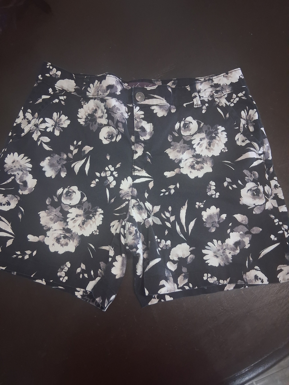 Gloria Vanderbilt Black Floral High Waist Stretch Shorts